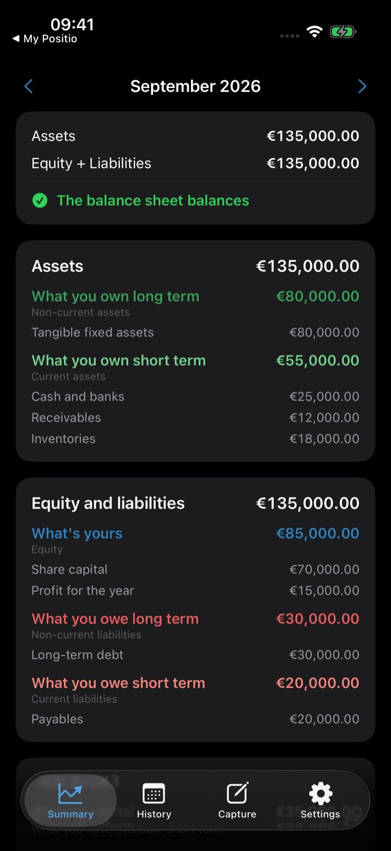 Positio Balance Sheet